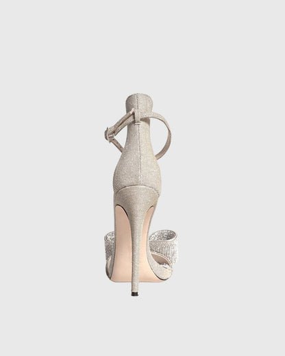 Ines Crystal Bow Sparkle Sandals In Silver