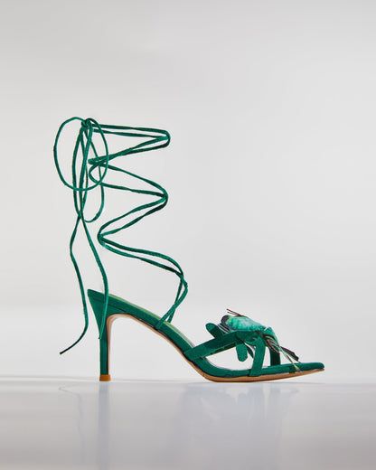 Io Butterfly Lace Up Sandals In Green