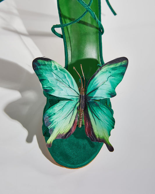 Io Butterfly Lace Up Sandals In Green