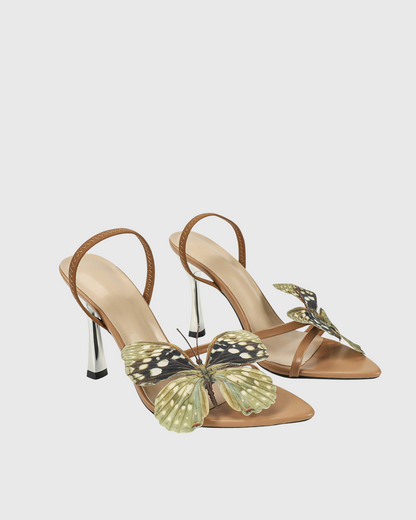 Io Butterfly Slingback Sandals In Beige