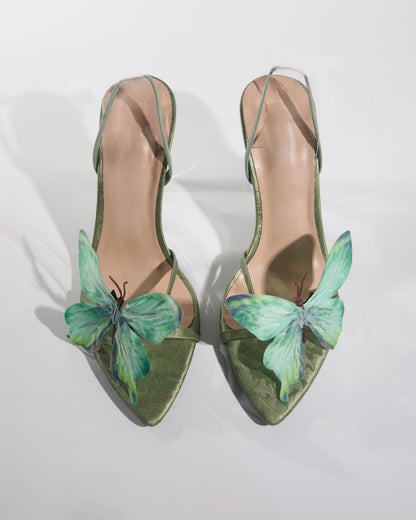 Io Butterfly Slingback Sandals In Green