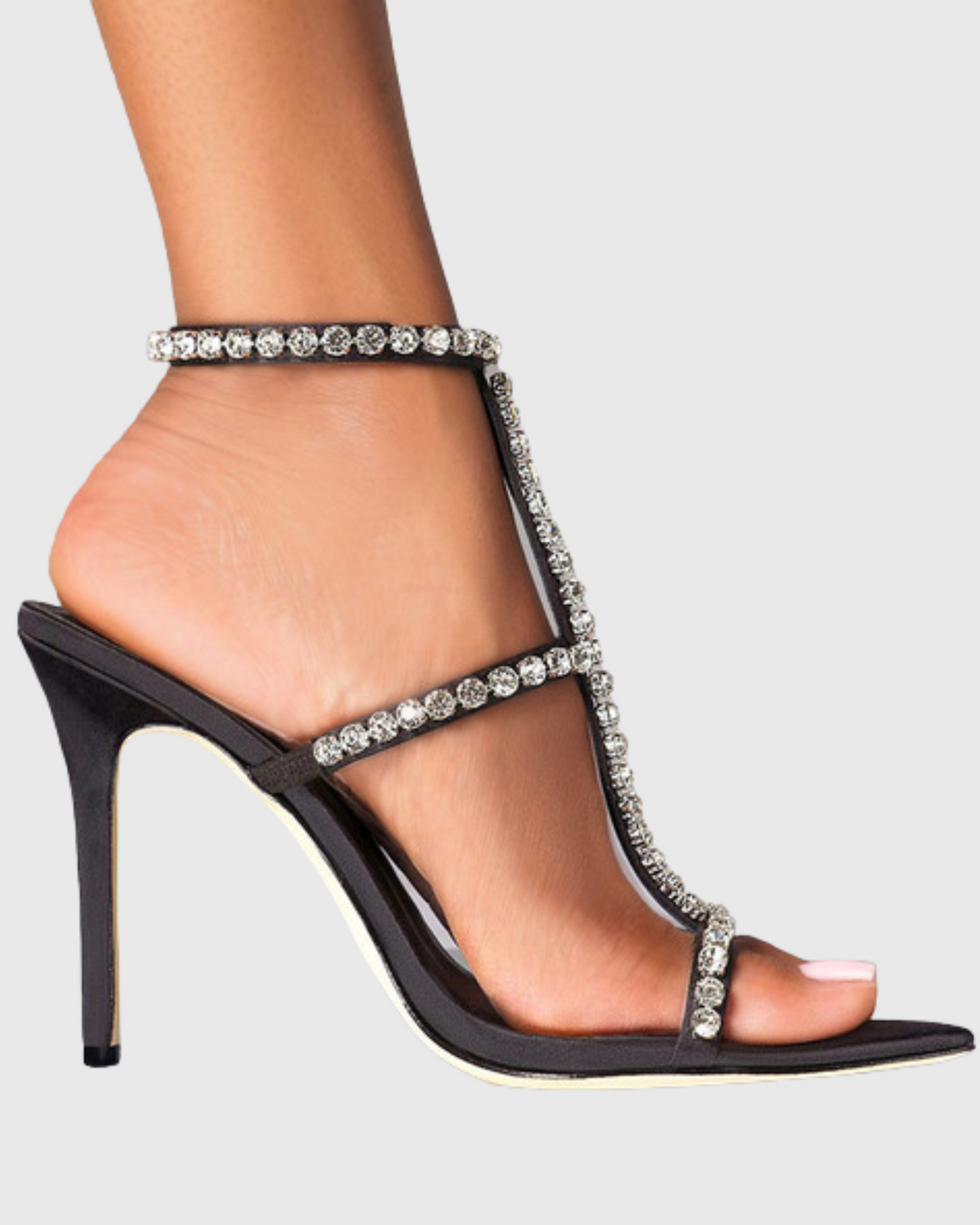 Iolanda Rhinestone Strap Sandals In Black