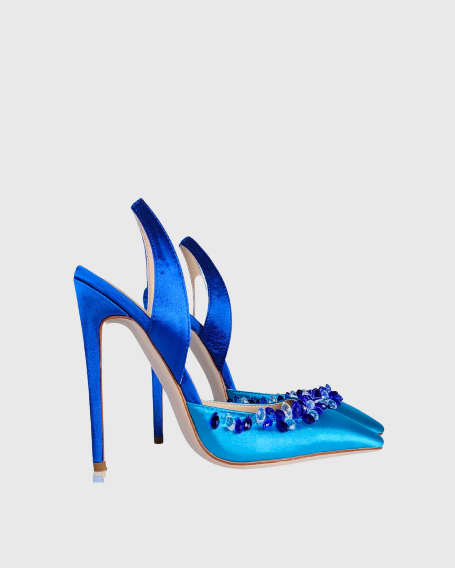 Irene Rhinestone Slingback Pumps In Blue