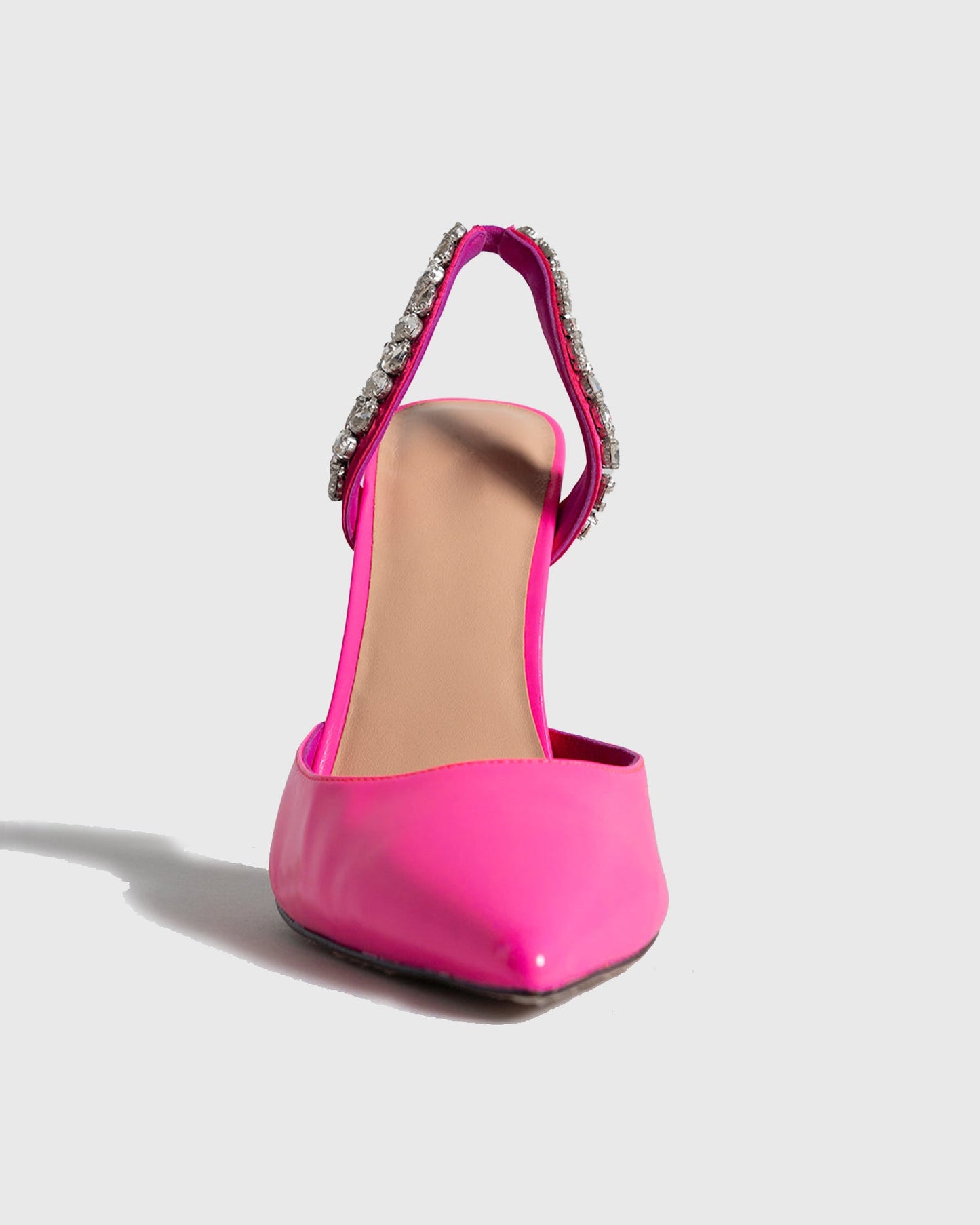 Irene Rhinestone Slingback Pumps In Hot Pink