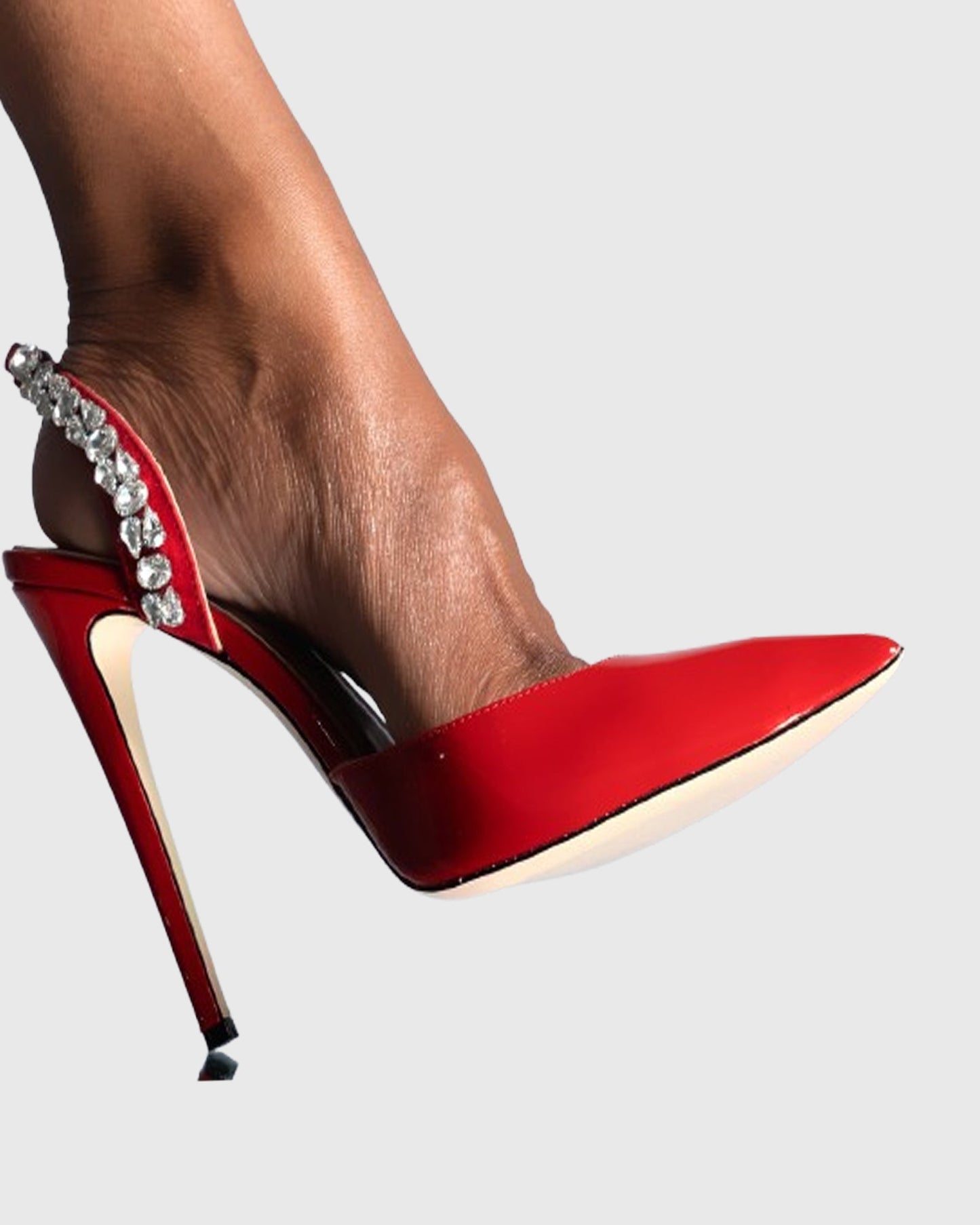 Irene Rhinestone Slingback Pumps In Red