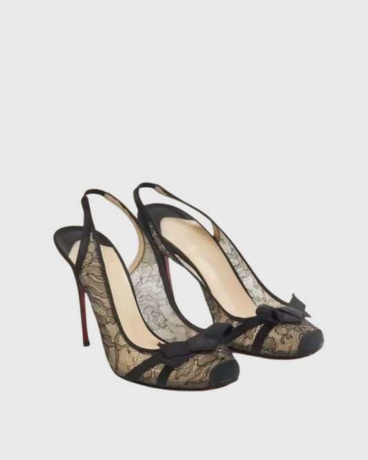 Isia Lace Slingback Pumps In Black