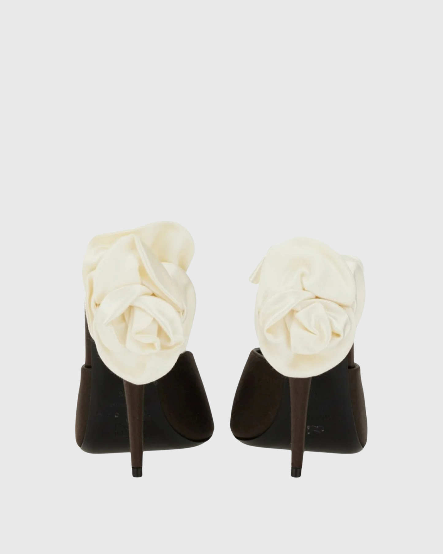 Isotta Flower Embellished Pearl Satin Mules In Brown