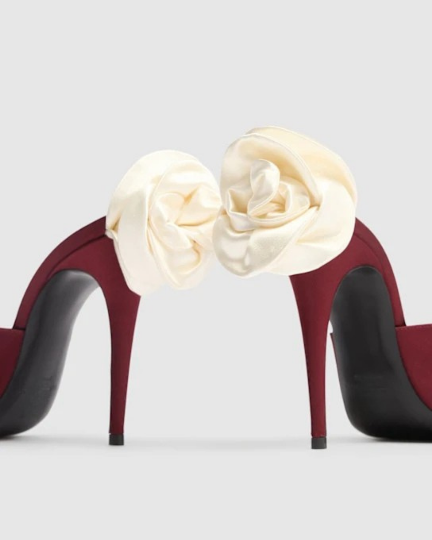 Isotta Flower Embellished Pearl Satin Mules In Wine