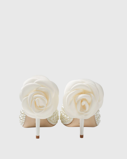 Isotta Pearl Embellished Mules In White