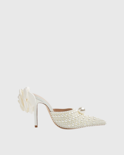 Isotta Pearl Embellished Mules In White