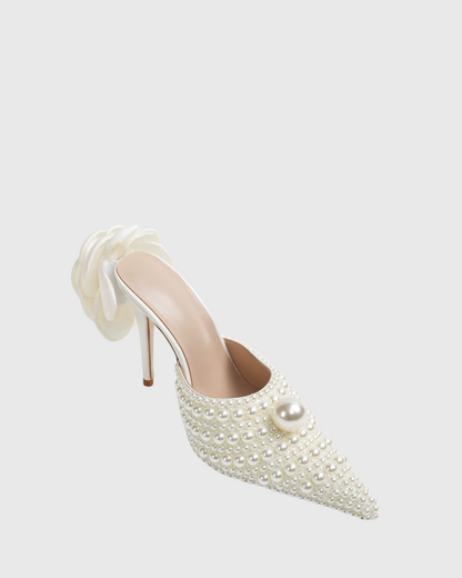 Isotta Pearl Embellished Mules In White