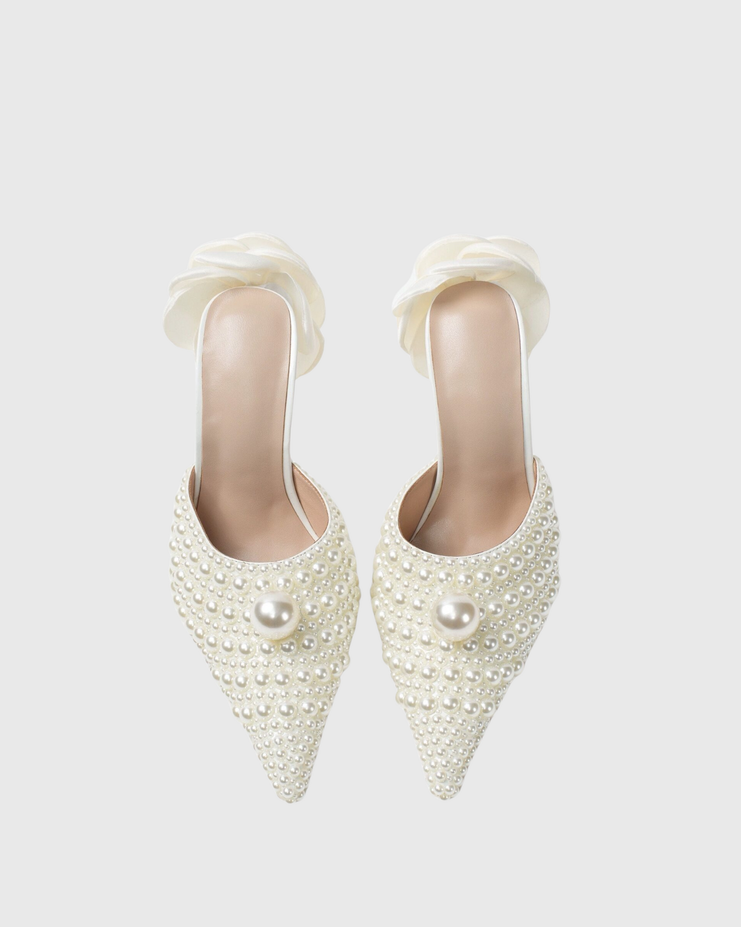 Isotta Pearl Embellished Mules In White