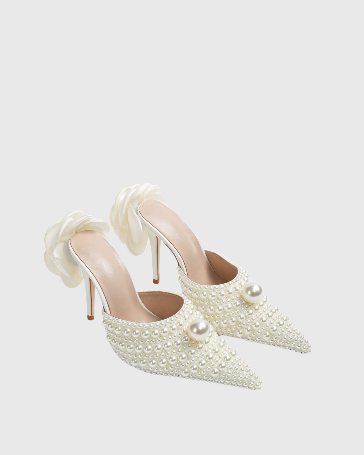 Isotta Pearl Embellished Mules In White