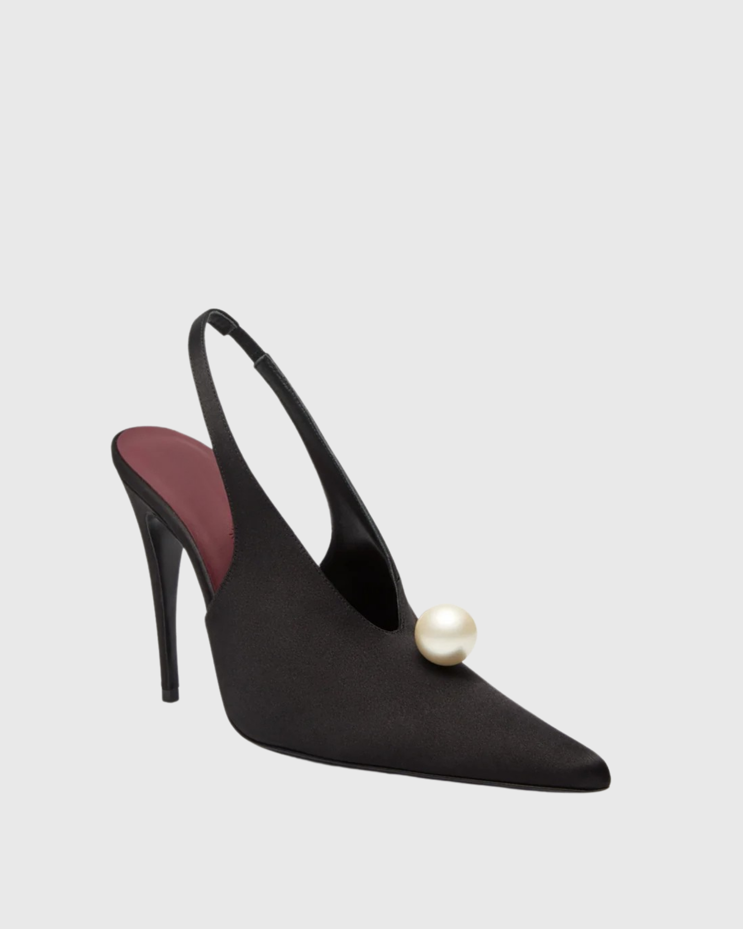Isotta Pearl Satin Slingback Pumps In Black