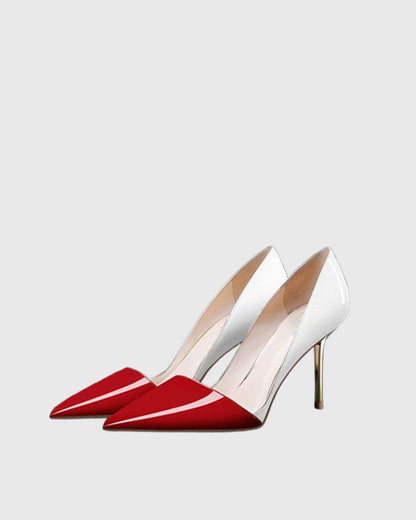 Itala Splicing Leather Pumps