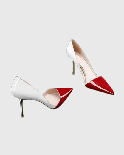 Itala Splicing Leather Pumps