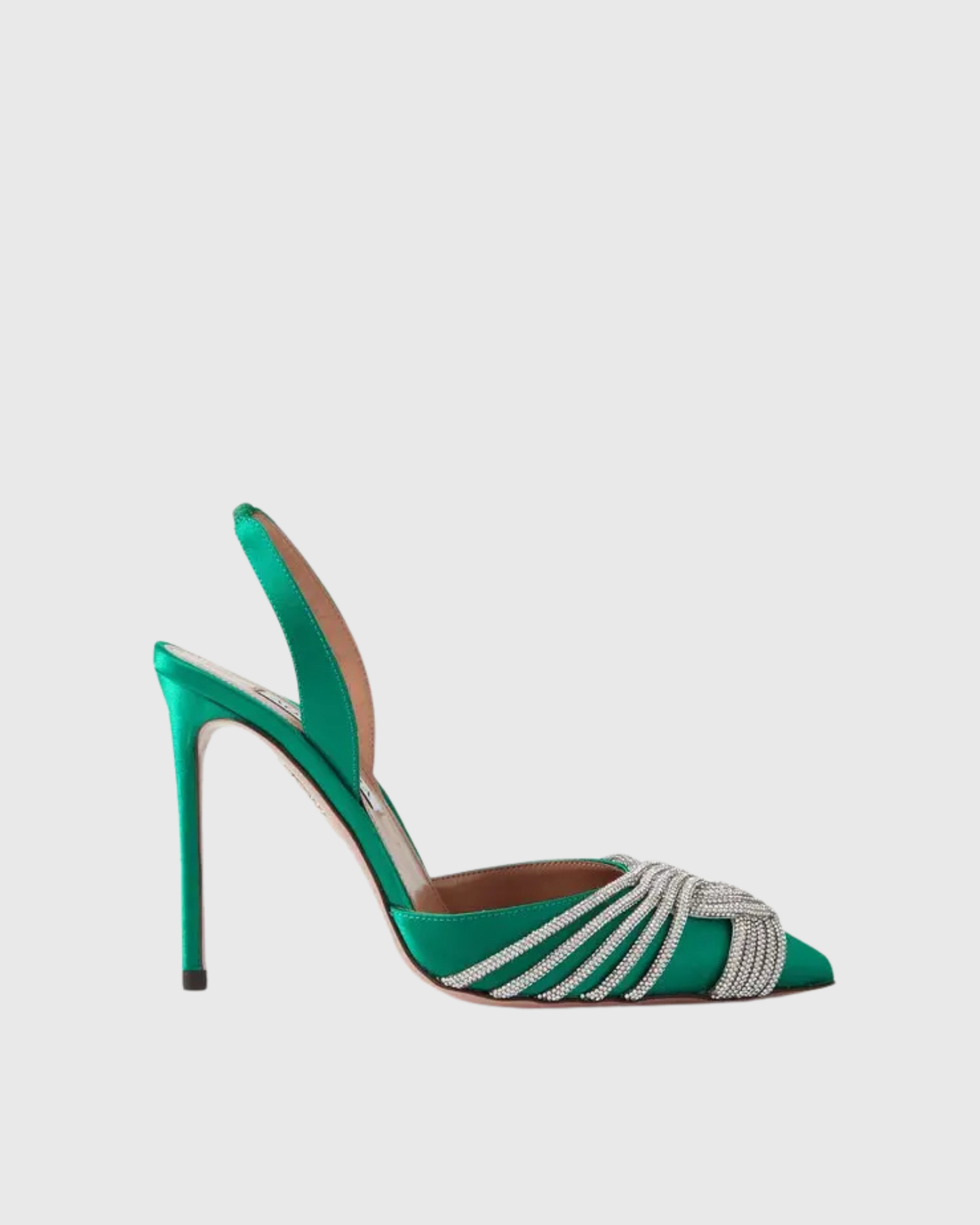 Italia Rhinestone Woven Satin Pumps In Green