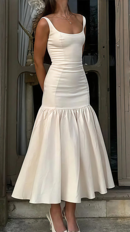 Ivory Mermaid Party Dress, Square Neck Wedding Dress