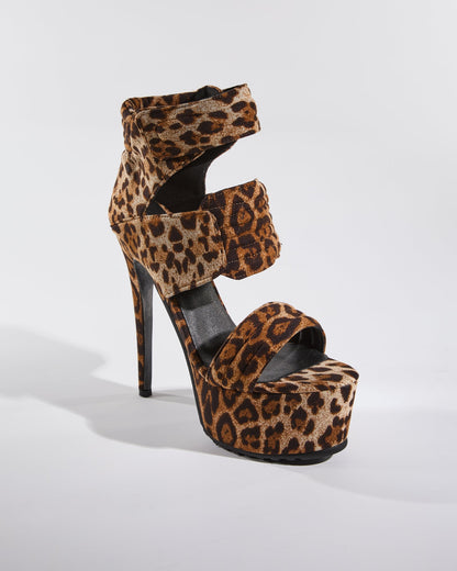 Ivy Leopard Print Strap Platform Sandals
