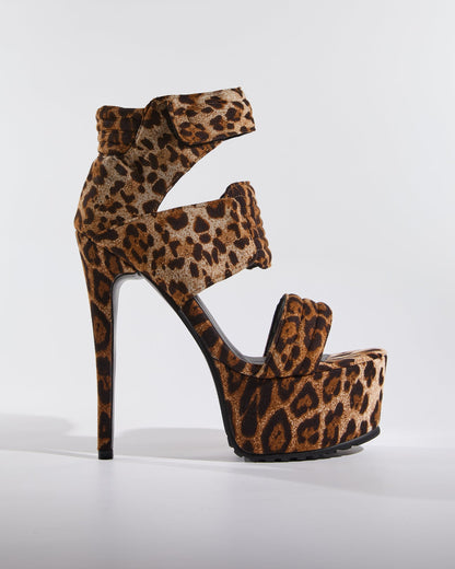Ivy Leopard Print Strap Platform Sandals