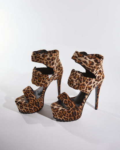 Ivy Leopard Print Strap Platform Sandals