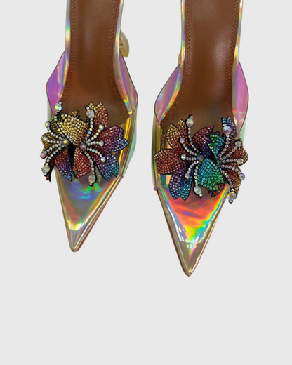 Jade Color Flower Laser Slippers