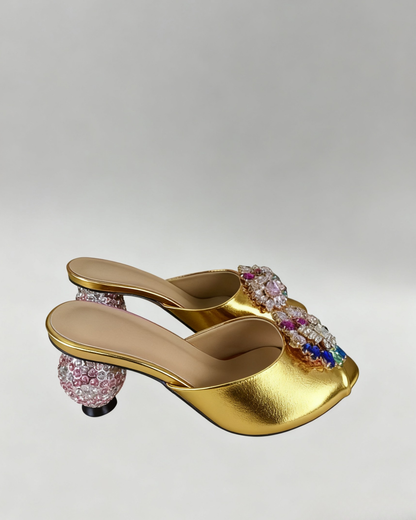 Jewel Ball Slippers In Gold