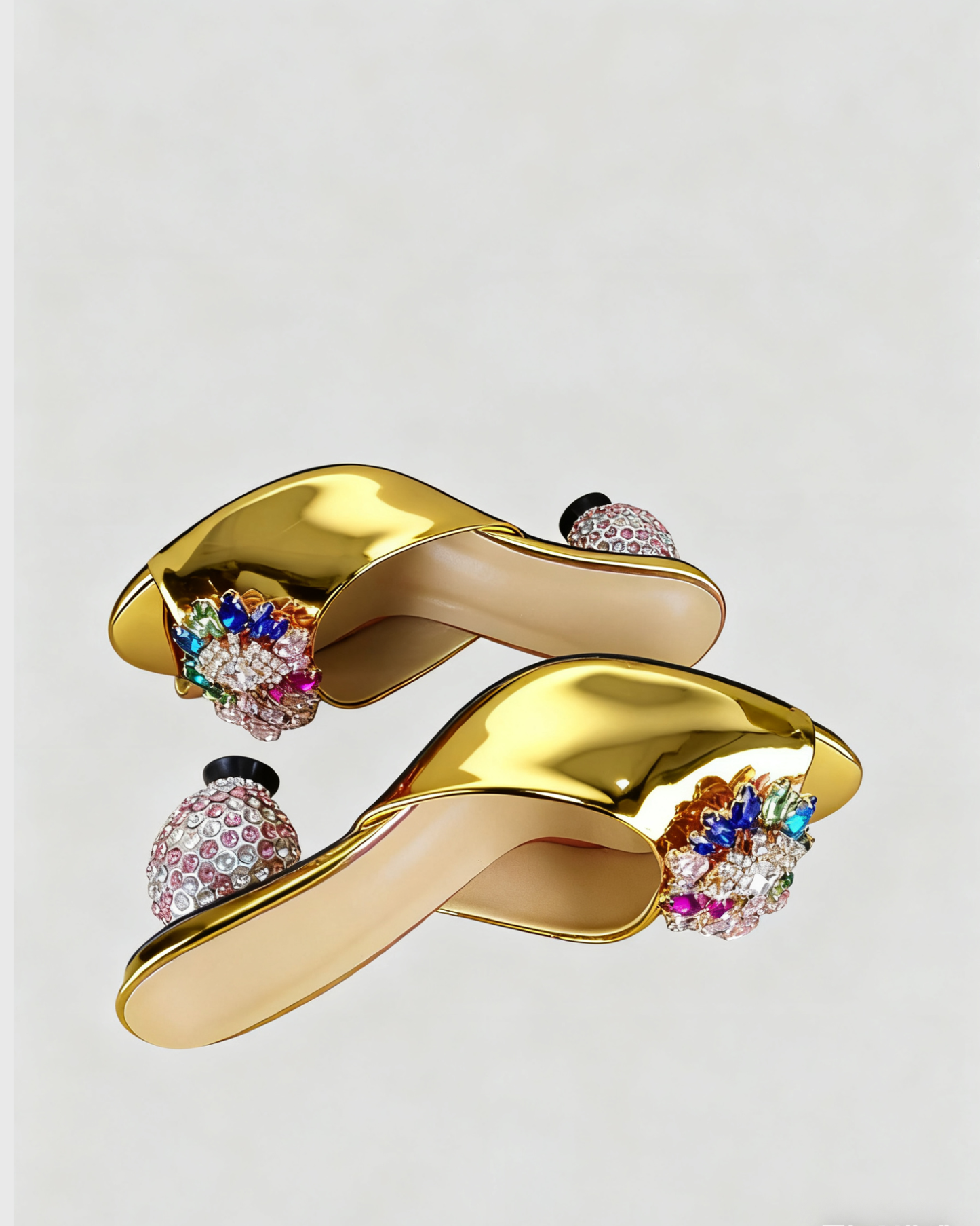 Jewel Ball Slippers In Gold