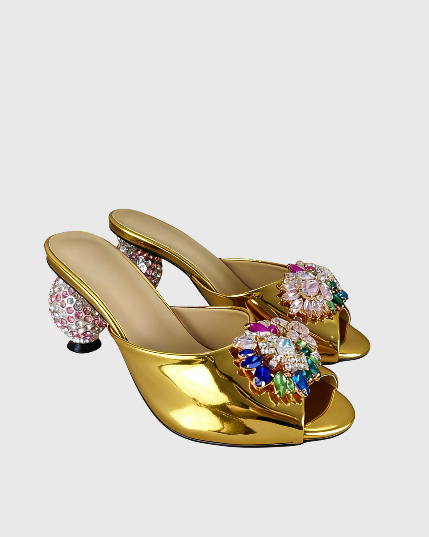 Jewel Ball Slippers In Gold
