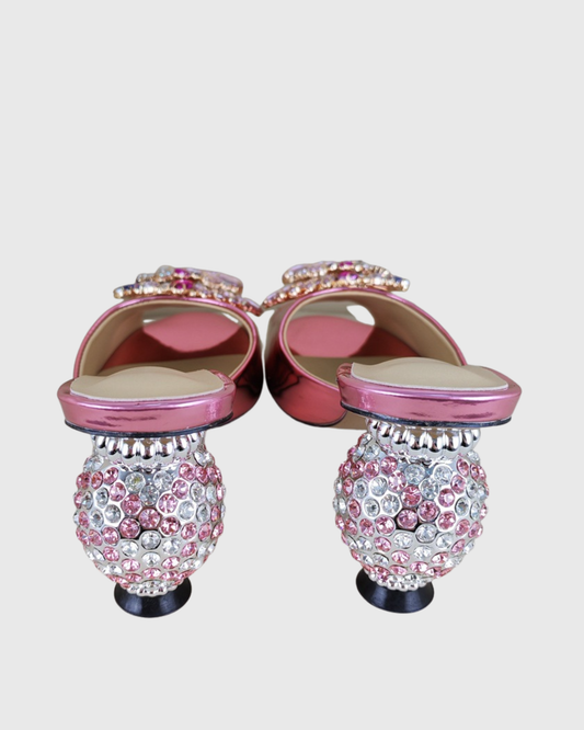 Jewel Ball Slippers In Pink