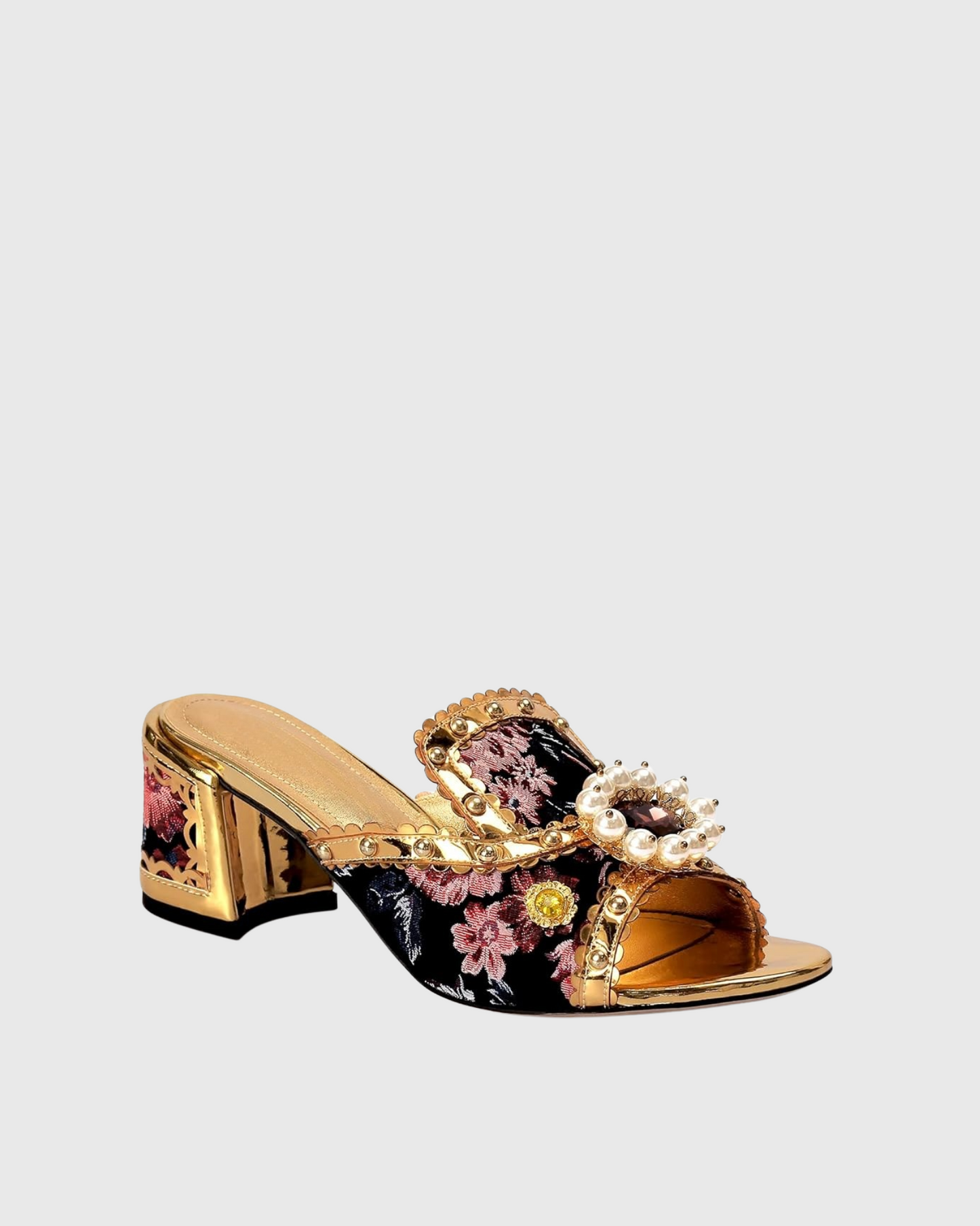 Jewel Vintage Embellished Slippers In Black