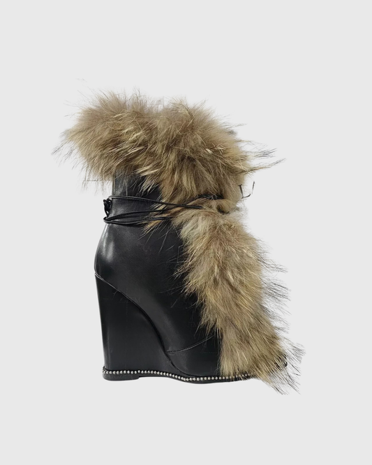 Kaia Faux Fur Wedge Ankle Boots