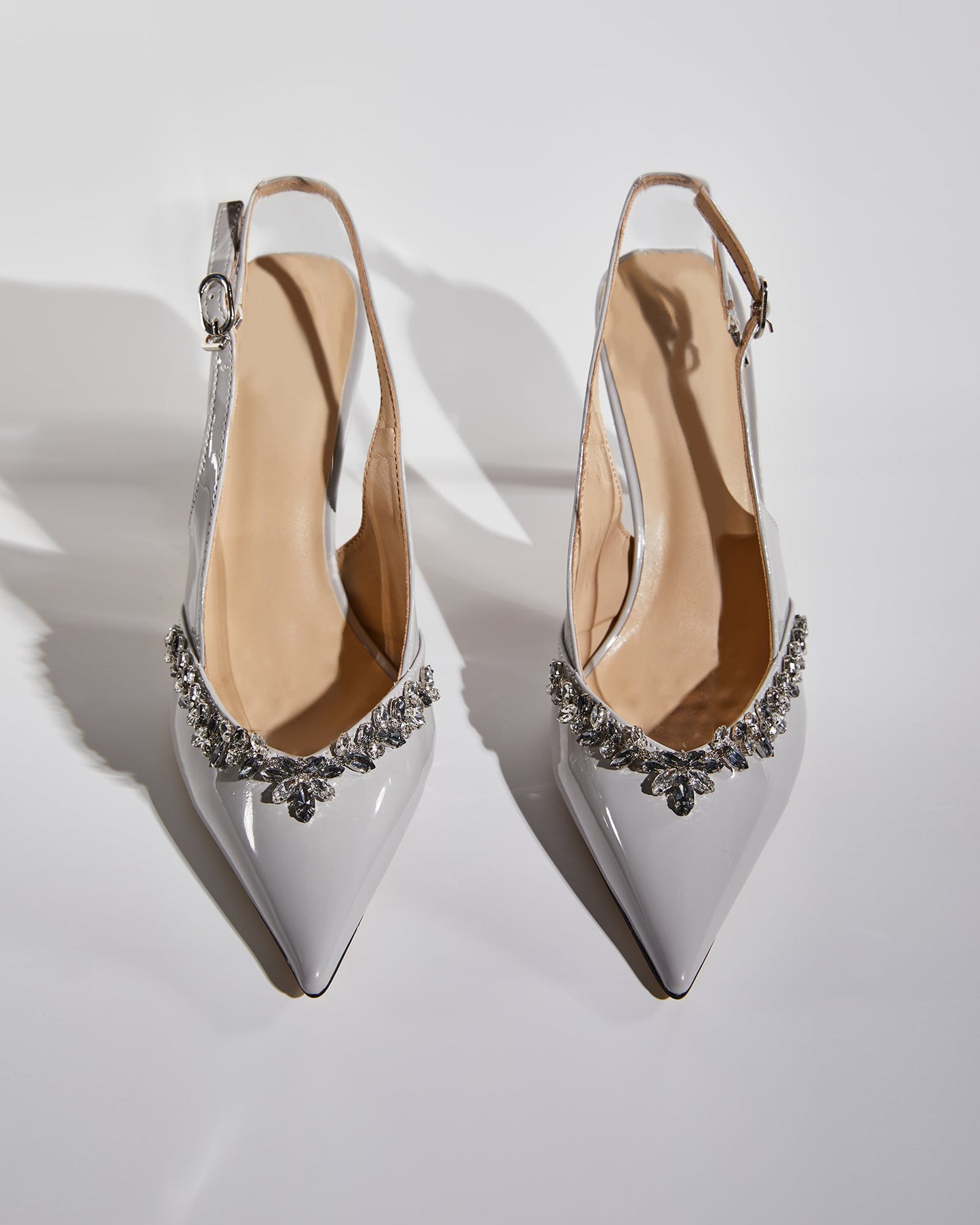 Kay Rhinestone Vine Slingback Pumps In Grey