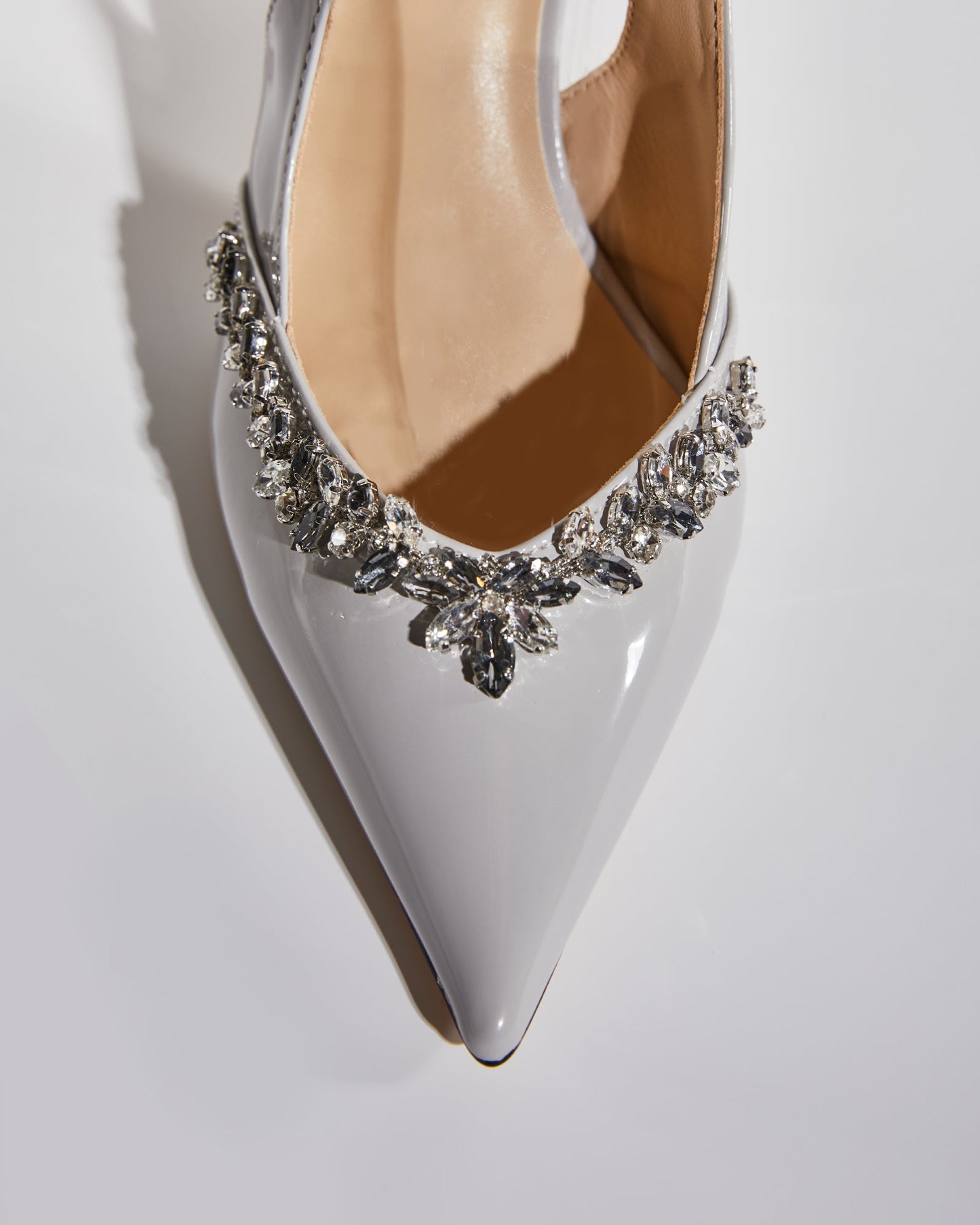 Kay Rhinestone Vine Slingback Pumps In Grey