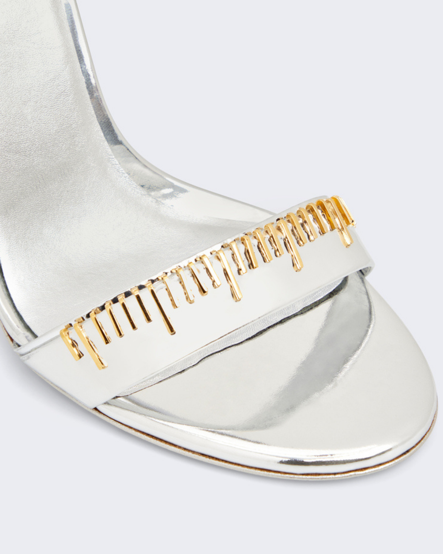 Kayla Metallic Tape Measure Strap Sandals