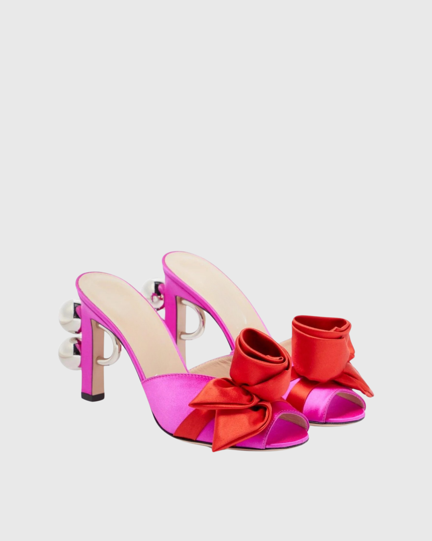 Keily Satin Flower Mules In Pink