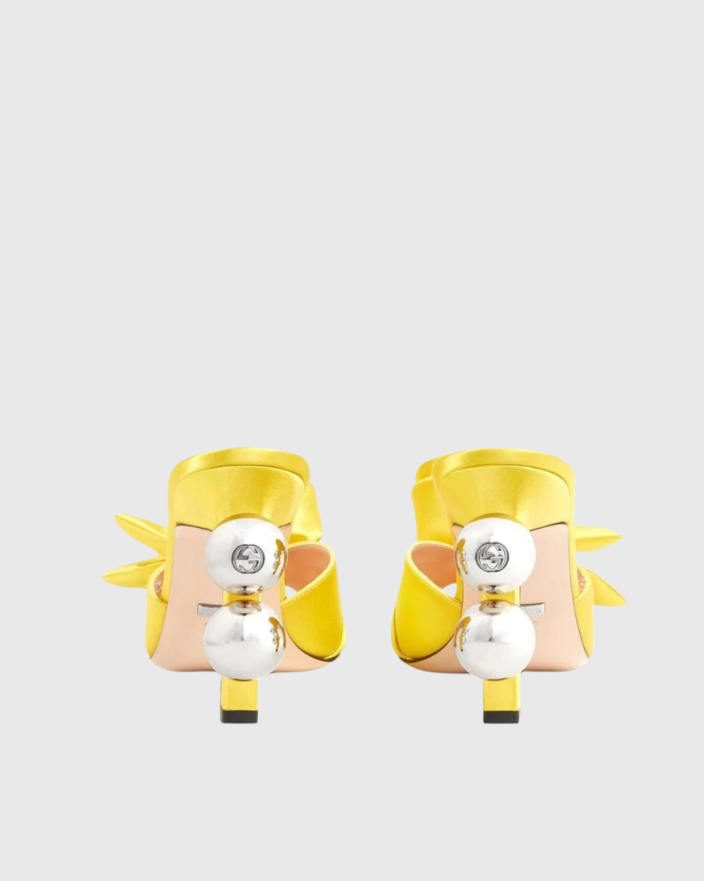 Keily Satin Flower Mules In Yellow