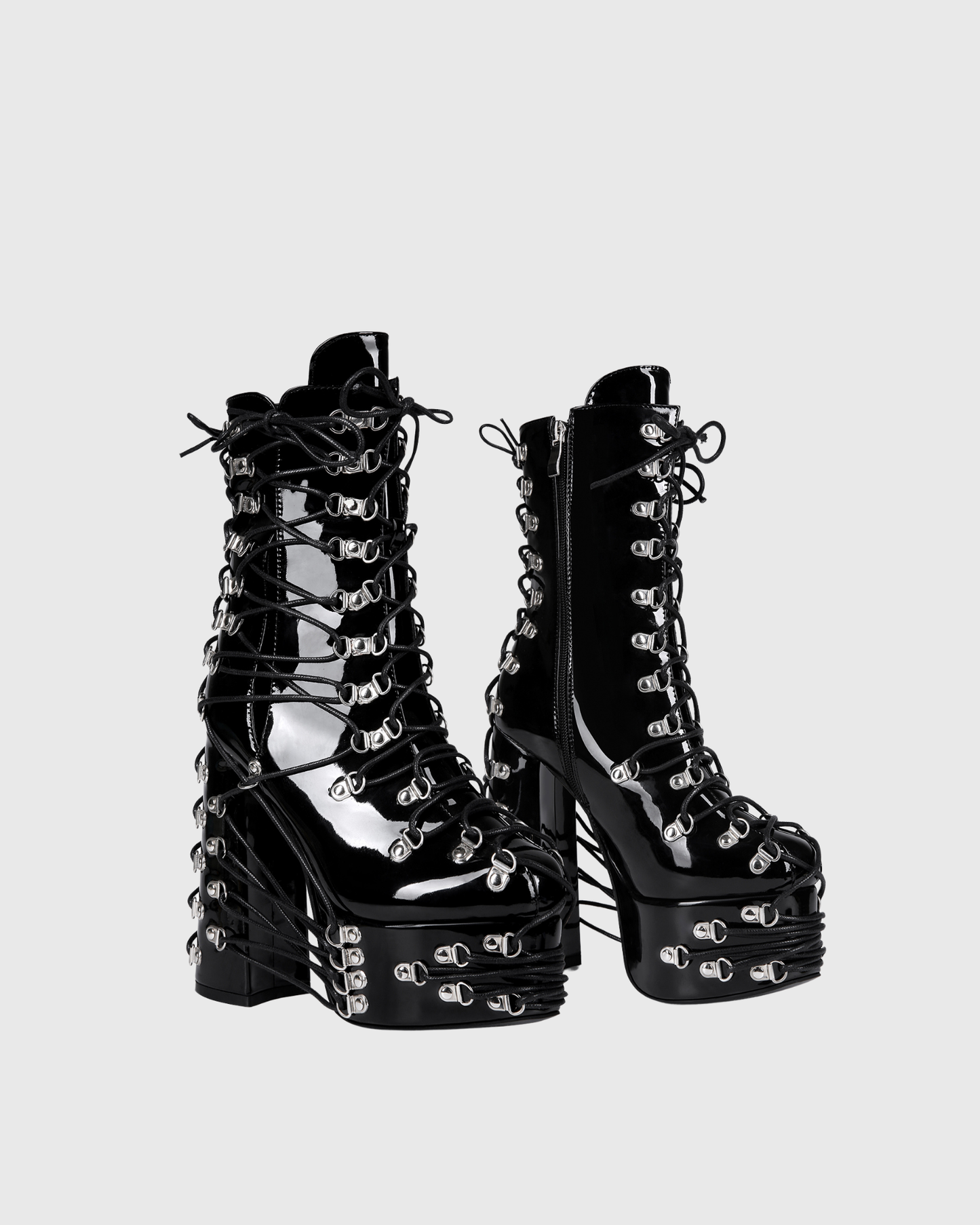 Kerrie Buckle Lace Up Platform Mid Calf Boots