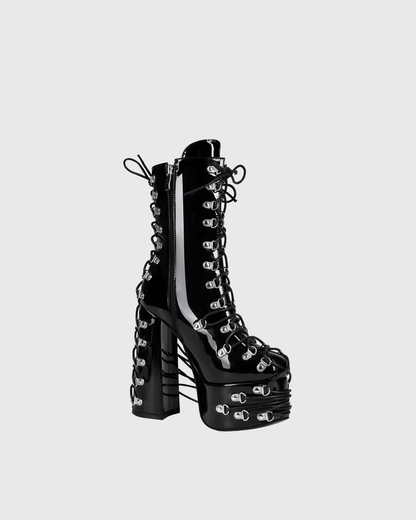 Kerrie Buckle Lace Up Platform Mid Calf Boots