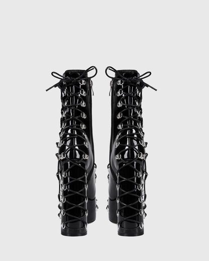 Kerrie Buckle Lace Up Platform Mid Calf Boots