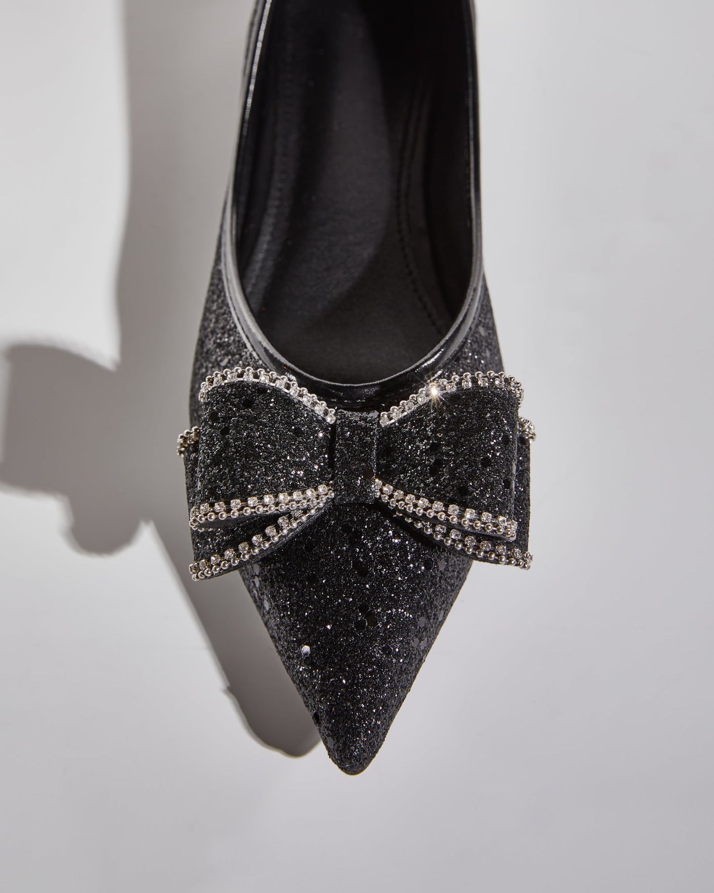 Kia Sparkle Bow Sequin Flats In Black