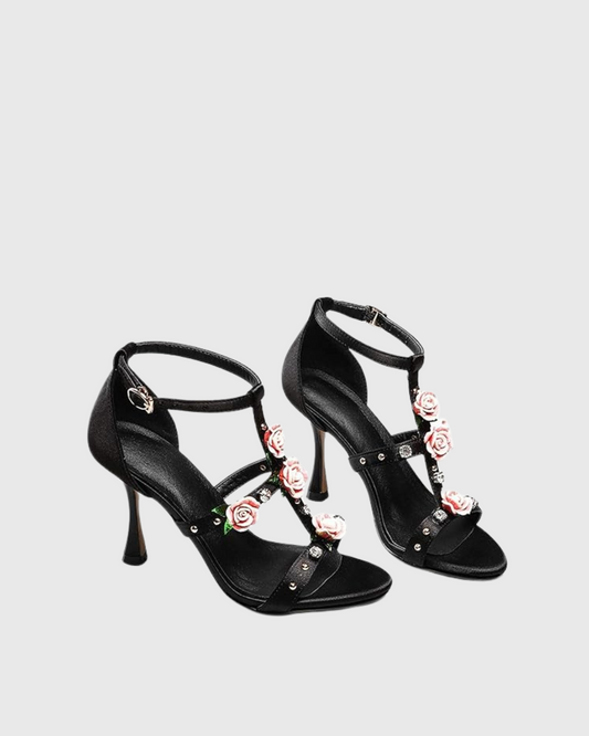 Kierra Rose Strap Sandals In Black