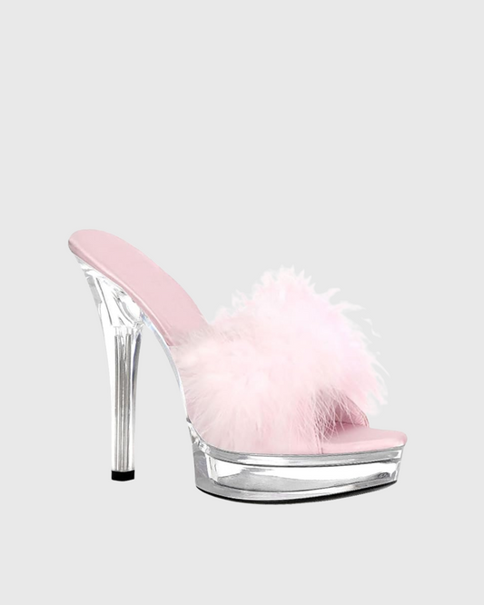 Kori Feather Mules In Pink