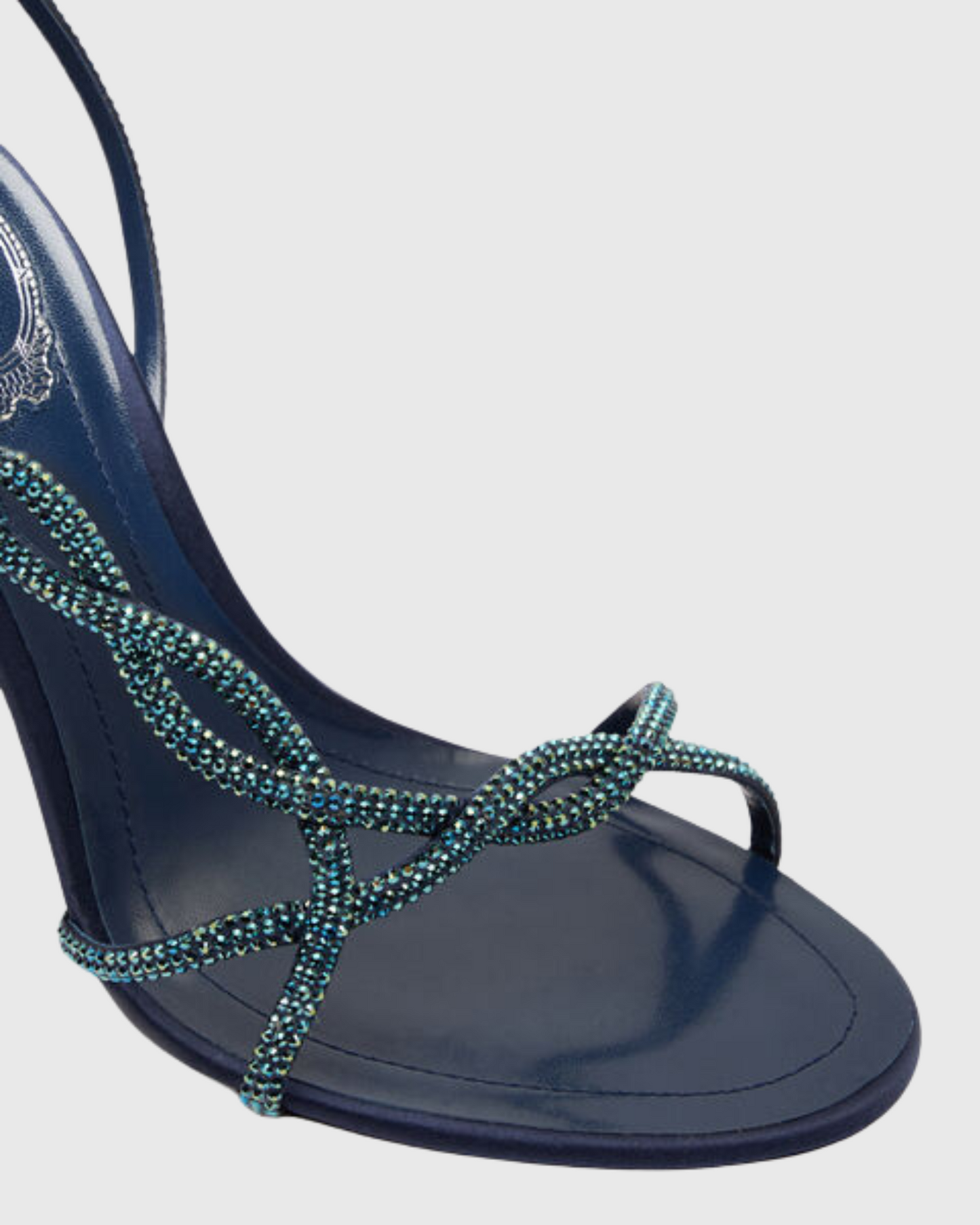Lana Rhinestone Woven Sandals In Navy