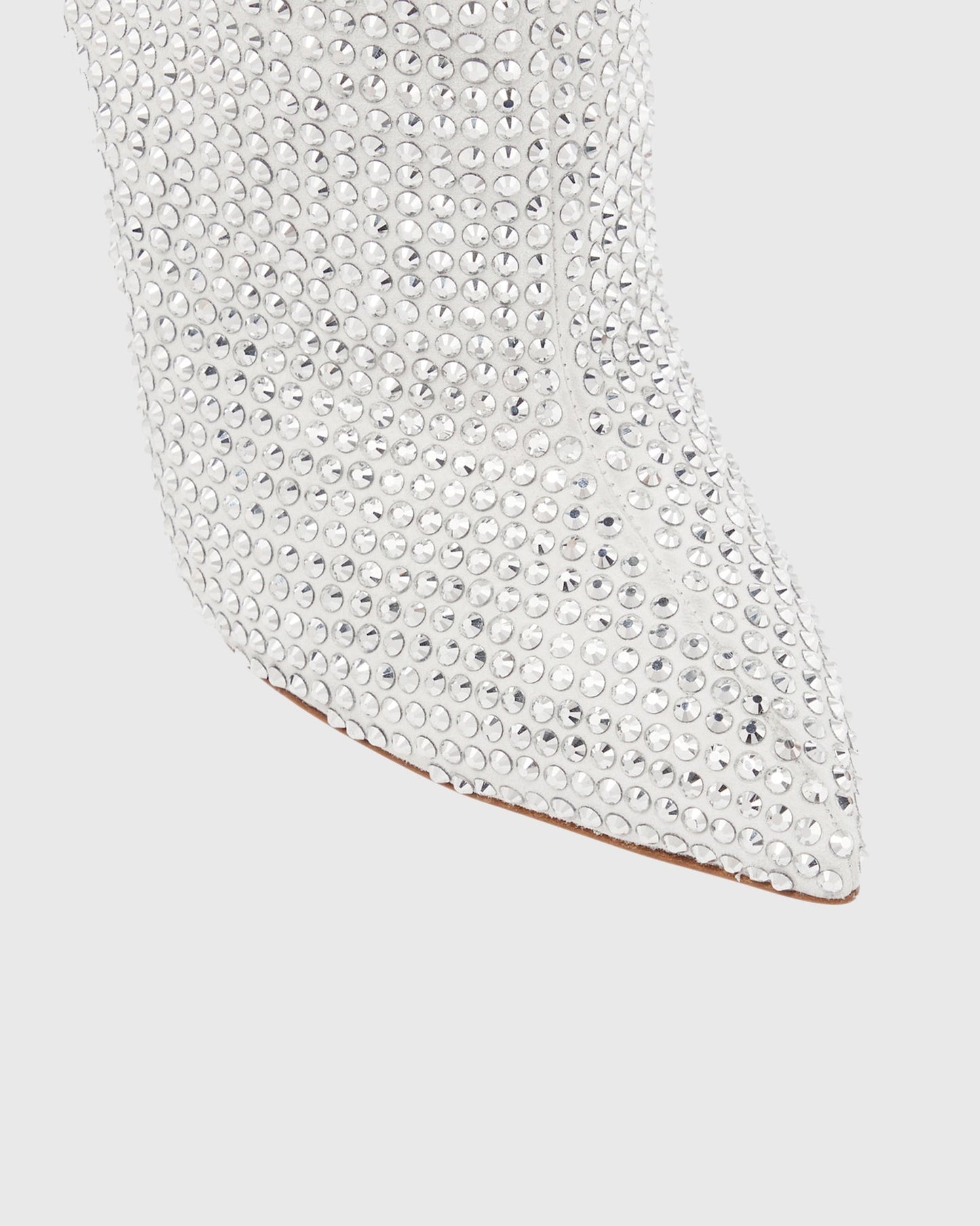 Laurenza Rhinestone Embellished Leather Knee High Boots In Silver