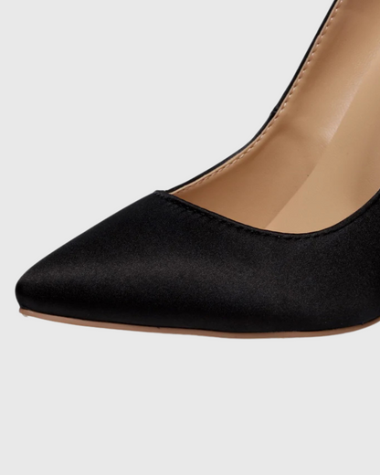 Layla Metal Rhinestone Snake Heels In Black