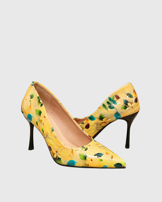 Le Jardin Floral Print Pumps In Custard