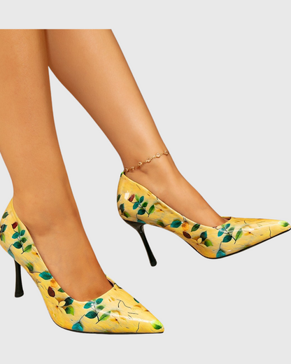 Le Jardin Floral Print Pumps In Custard