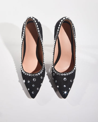 Leilani Rhinestone Suede Pumps