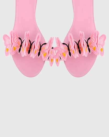 Lelia Bow Embroidery Lace Up Platform Sandals In Pink